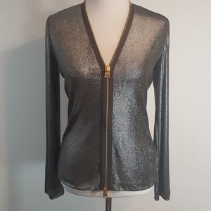 Tom Ford Silver-Gunmetal Shirt Zip up front NWOT